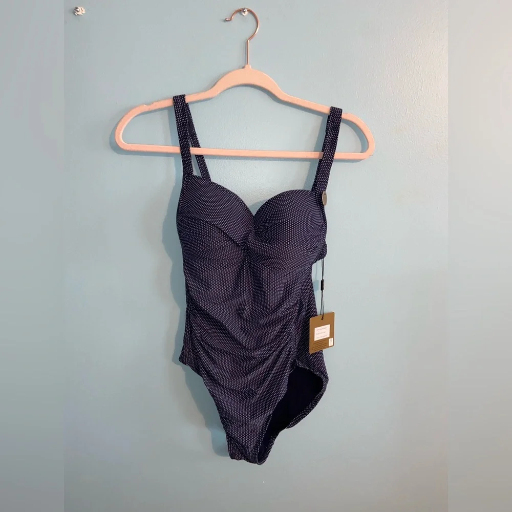 NWT navy polka dot one piece swimsuit - Picture 1 of 4